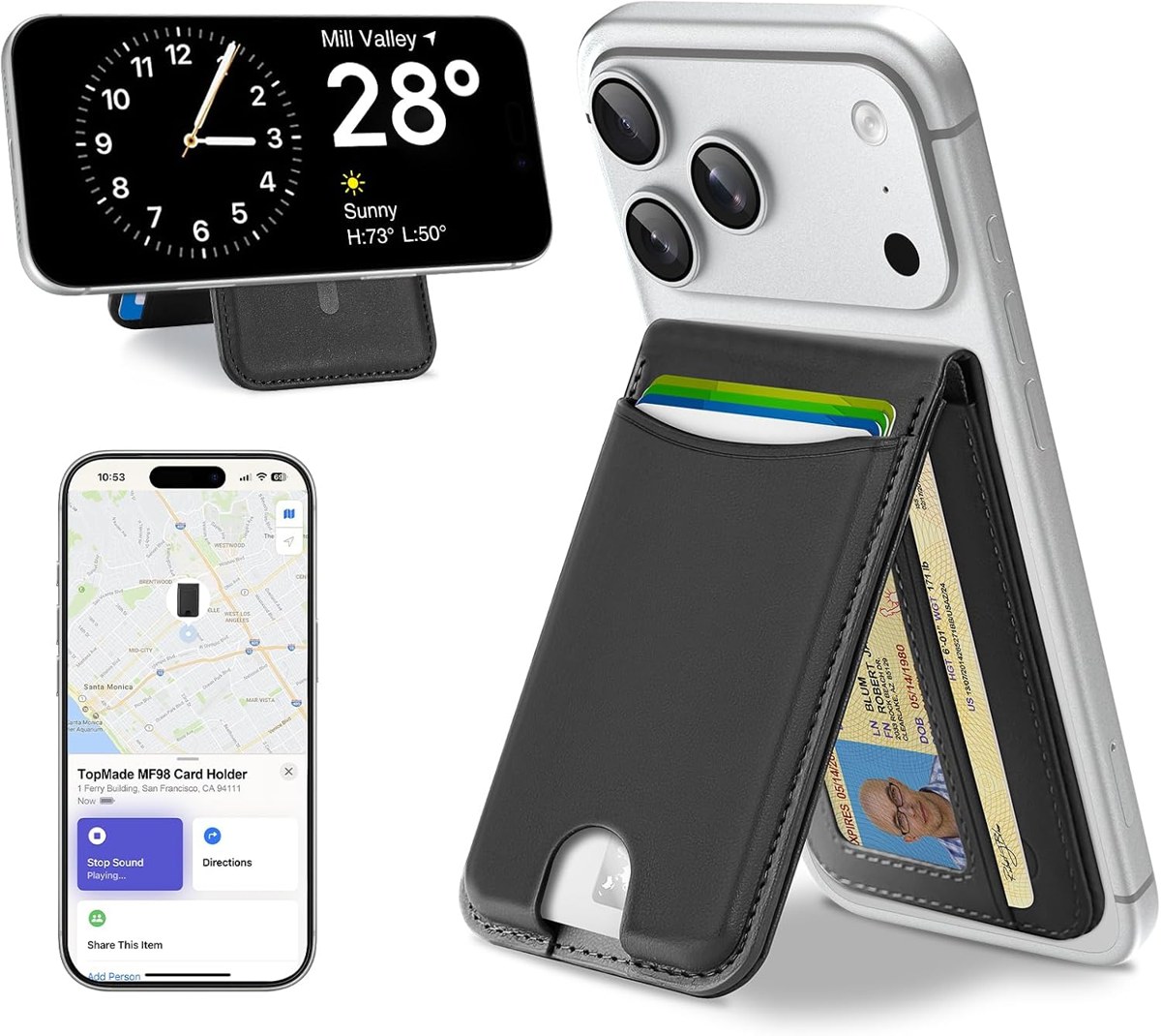 TopMade Find My MagSafe Wallet with Stand, 6 Cards