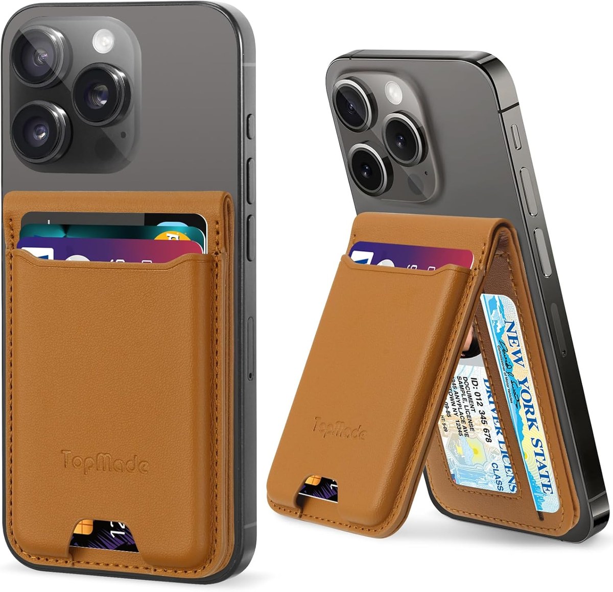TopMade Stick-On Phone Wallet with Stand, 6 Cards